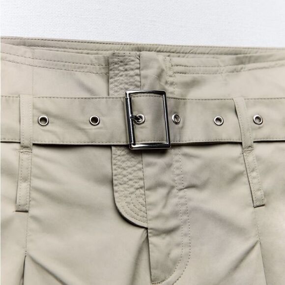 ZARA BELTED FULL-LENGTH PANTS WIDE LEG - Picture 7 of 12